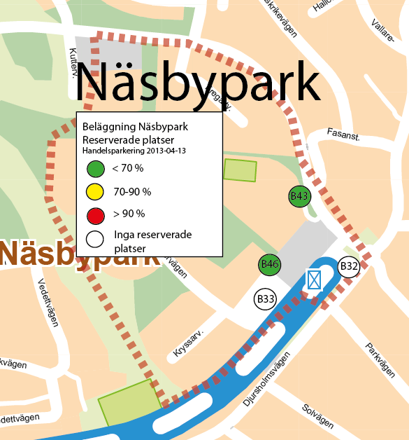 HANDELSPARKERING BIL Näsbypark Beläggning reserverade platser Nedan visas beläggningen på