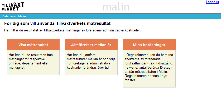 Användarmanual för mätdatabasen Malin Tillväxtverkets databas för resultaten från mätningarna av företagens