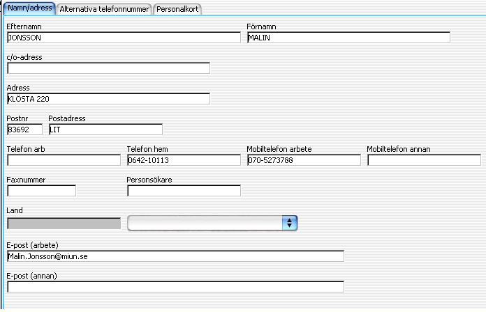 Person Grunduppgifter Första gången du går in i Palasso ska du välja Person - Grunduppgifter. Kontrollera din E-post (arbete). E-postadressen används för att skicka påminnelsemejl.