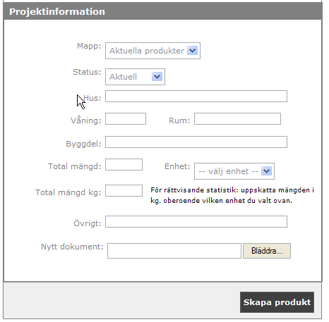 ladda upp produktdokument som exempelvis Byggvarudeklaration, Säkerhetsdatablad och Produktblad.