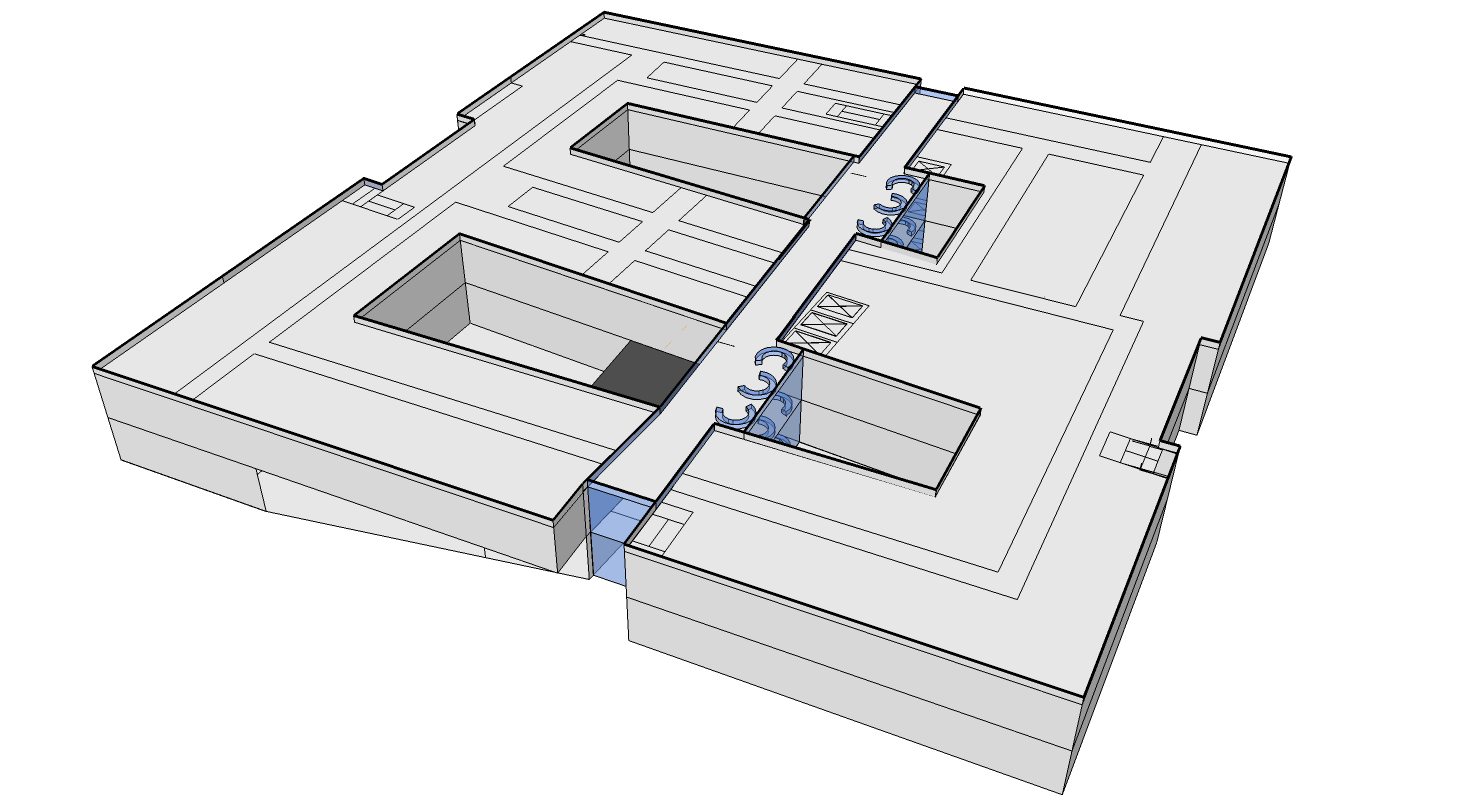 1 BYGGNAD - STRUKTUR VERKSAMHETSFÖRDELNING PLAN 01 Plan 01 innehåller mottagningar för främst vuxna patienter. Här är även Sjukhusledningen, Administration, och omklädningen placerade.