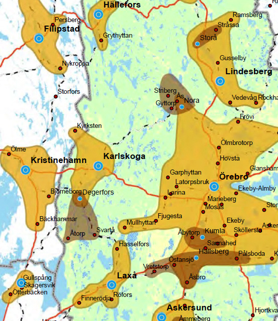 Ovanstående bilder är hämtade ur Örebro Regionförbunds Regional översiktlig planering rumsligt perspektiv på utvecklingsstrategi för Örebroregionen.