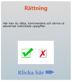 Knapparna i adminpanelen: 4. Rättning Så fort en elev trycker på Skicka knappen i elevapplikationen sparas svaret. Dessa svar syns under lärarens knapp Rättning.