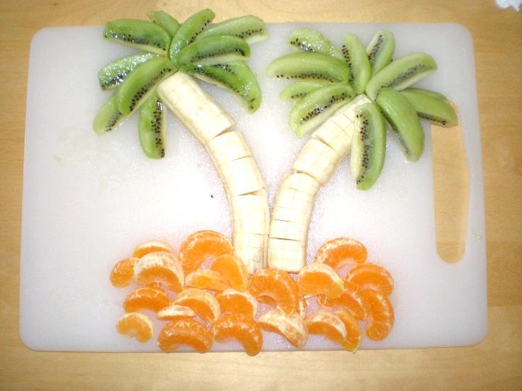 glad Glada sidan Matkonst: Palmträd Skala bananen, skär på