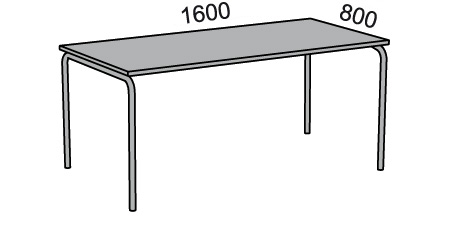 bord Parlando Bordshöjd 740 mm. Ben av stålrör Ø 30 mm, anslutna till ram 20 x 30 mm, lackerat i silvergrått (B22). Svarta plasttassar. Som tillval finns kromade ben med svartlackerad ram.