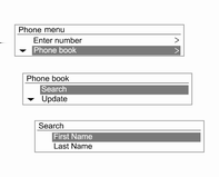 146 Infotainmentsystem 3. Telefonbok [d]: Sök efter kontakter (kan användas efter uppdatering av telefonnummer) 4.