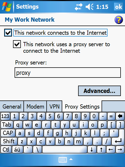 Välj Edit my proxy server. Inställningar för proxyservern skall se ut som på bilden.