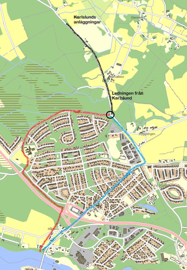 Förordade utsläppspunkten för det renade lakvattnet i Dalälven ligger inom fastigheten Månsbo 1:1. Fastighetsägare är Avesta kommun.