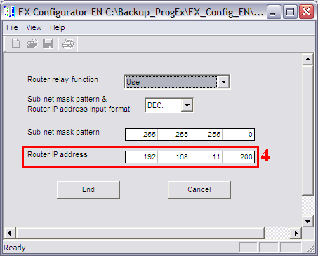 Välj Use i Router relay function (4). Skriv in IP-adressen för MRD-310:an.