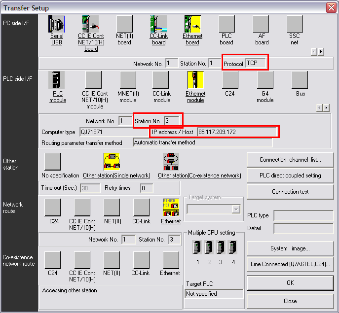 För station 3 sätts protokollet till TCP, detta pga portforward funktionen i MRD-310.