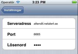 Inställningar server Serveradress Serveradressen klienten skall ansluta mot.