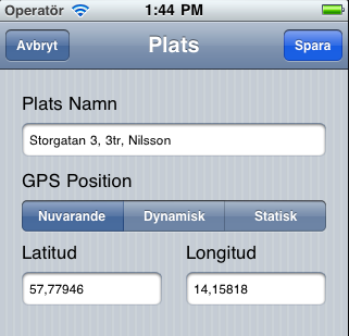 Platser Detta är normalt den skärm som visas när NetAlert startats. För att komma i larmläge väljer du en av platserna i listan.