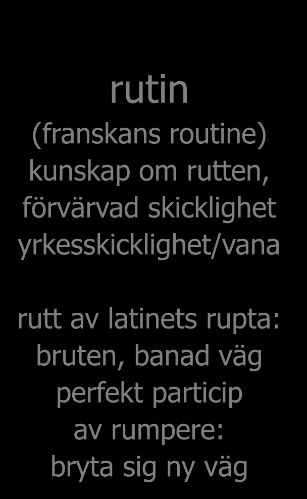 Etik ett ord med historia ejos rutin (franskans routine) kunskap om rutten, förvärvad skicklighet yrkesskicklighet/vana Säll är den som har till rättesnöre, att hjos man bör tänka