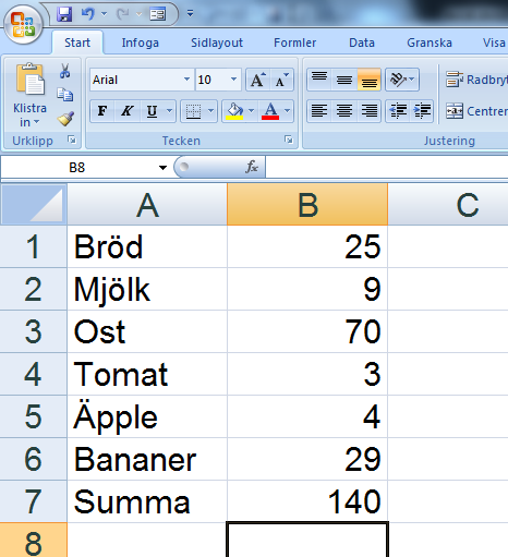 Funktioner Funktioner, Autofunktioner, Summa, medel, min, max, beräkna, om, antal, avrunda Microsoft Office Excel 2007 Det finns flera