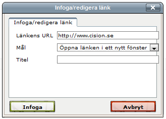 Skapa hyperlänkar i texten 1 2 Vill du skapa en Hyperlänk kan du enkelt göra det direkt i texten.