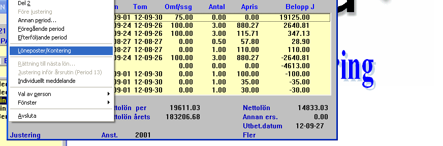 8. För att se en anställds kompsaldo klicka på Personuppg och Komptid. På denna bild kan du inte ändra något utan bara titta. 9.