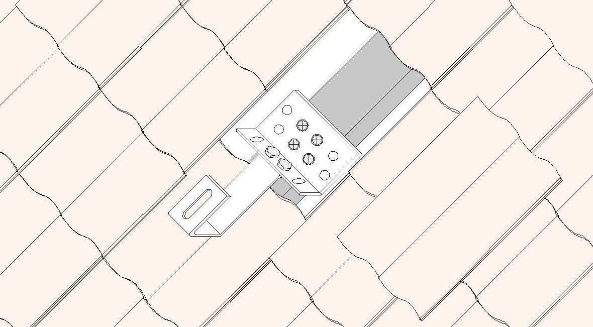 (Fortsättning) 5.2 Monteringsförslag på tak 10 Figur 5: Exempel på takstruktur Som figur 6 visar kan de två delarna bilda en takkrok med justerbar höjd så att de passar tegelpannans tjocklek.