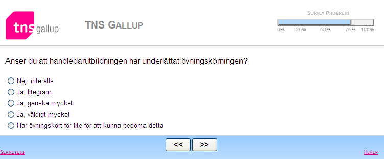 PÅVERKAN PÅ ÖVNINGSKÖRNINGEN Frågeställning Anser du att handledarutbildningen har underlättat övningskörningen?