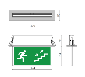 Enkel installation Läsavstånd 30 m Högkvalitativa LED från Osram Livslängd >50000 timmar/l70 Följer EN1838, RoHS och CE VERSO LED Finns även med trådburen övervakning (CI2 3x64).