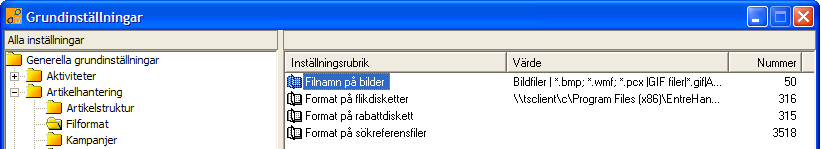 Artikelstruktur 735. Ange På om artikelstrukturen Extra artikel skall vara aktiv i ordersystemet. I butikssystemet är artikelstruktur alltid aktiv. 734.