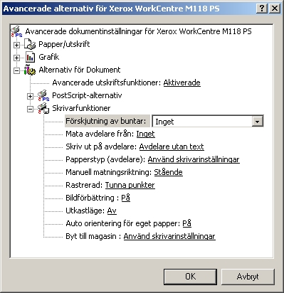 4 Användning i Windows 2000, Windows XP och Windows Server 2003 Inställningar Kontoläge Anger om alla användare eller bara administratören får ändra behörighetsrelaterade inställningar.