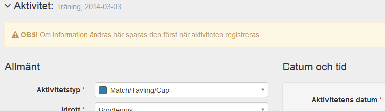 godkänd eller inte. Du har då möjlighet att gå vidare till Nästa aktivitet som ska registreras (om du markerade flera på en gång), eller stäng och gå tillbaka till listan.