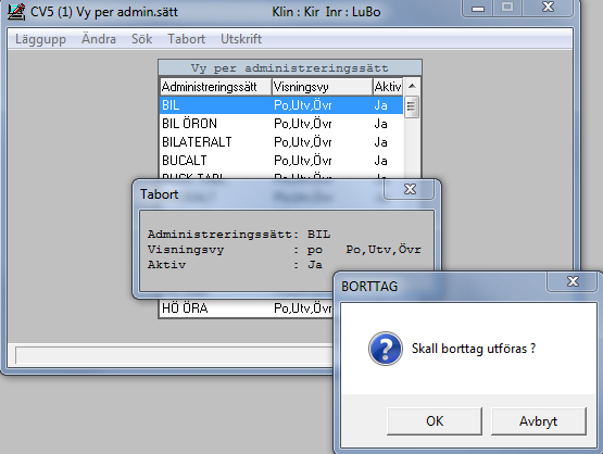 FUNKTION SIDA 6 (16) Sök Sök post på administreringssätt. Tabort Ta bort post i tabellen. Fråga om borttag ställs. Utskrift Utskrift av administreringssätt med koppling till visningsvy.