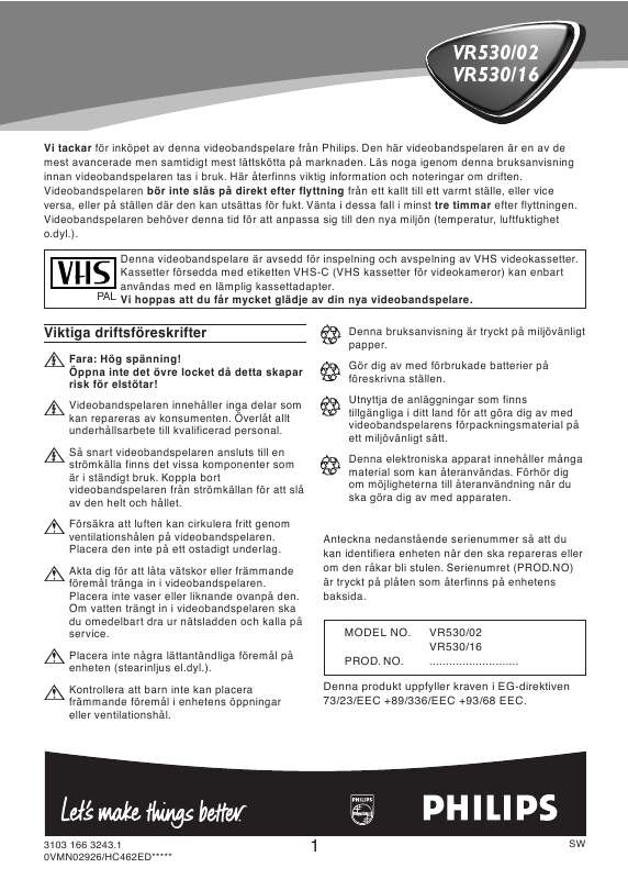 Du hittar svar på alla dina frågor i instruktionsbok (information, specifikationer,