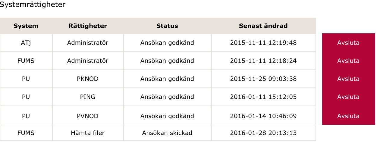 För att ansöka, välj en rad från EN av menyerna och tryck [Ansök]!