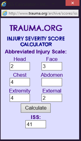 Sjukvårdens gradering av skada ISS (Injury Severity Score) är den samlade
