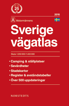 vägatlaser / vägguider / 2016 Klassiska atlaser i nya utgåvor Sverige Vägatlas, med de röda plastpärmarna.