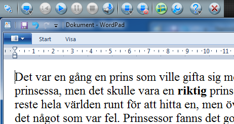 20 Uppläsning Karin-rösten, som medföljer programmet, läser upp, om Ingrid inte har installerats. 3. Öppna en text i Word. Du kan också välja t.ex. WordPad. Uppläsning från markör 1.