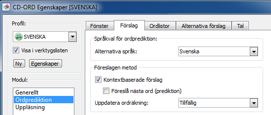 48 Ordprediktion Här kan du också prova med att slå av och på Föreslå nästa ord (Prediktion), för att se vilken inställning, som ger dig det bästa stödet.