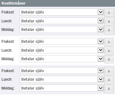 3.2 Ange hur måltider har betalats för respektive dag. 3.3 Klicka på Spara. Rapportering av Utläggsersättningar Steg 1: För att registrera utlägg gå till rapportering. 1.2 Klicka på Utläggsersättning.