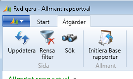 Fält Företag Användar-ID Från rapport-id Till rapport-id Funktion Om rapporten skall styras per företag anges företagsnamnet här. Om inte företaget finns med så används det blanka raden.