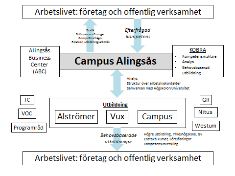 Nedanstående bild kan illustrera hur Campus Alingsås arbete kan se ut