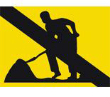 A20 Varning för vägarbete Vid fasta arbetsplatser: Märket sätts upp på båda sidor om vägen när ett vägarbete medför att personal, fordon eller material förekommer på sådant sätt att övrig trafik