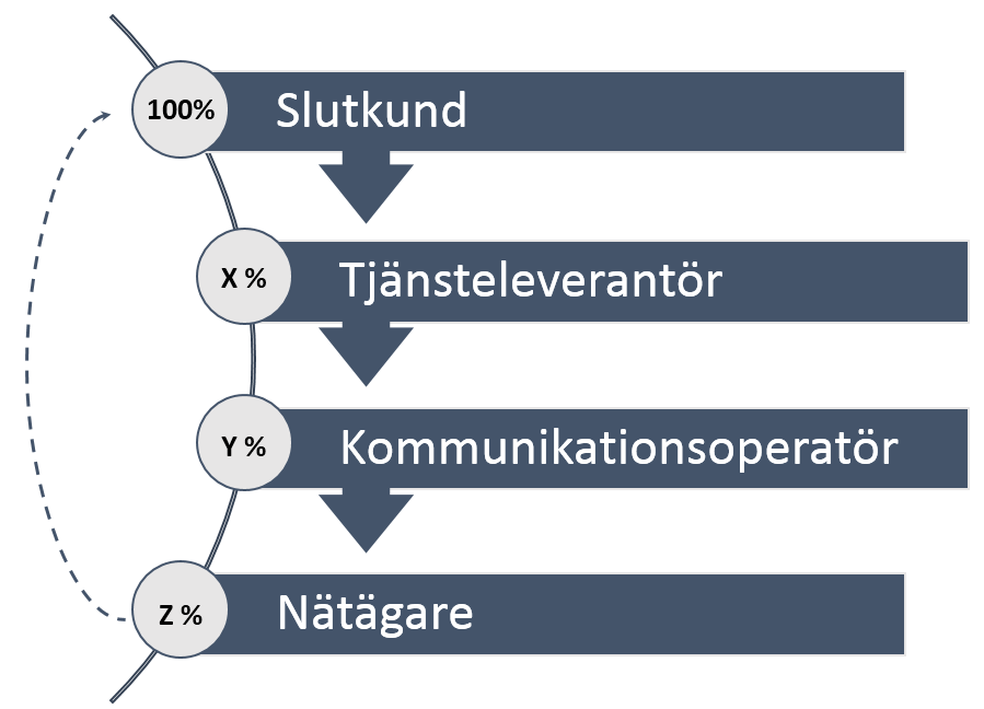 Slutkund betalar tjänsteleverantören Modellen - penningströmmarna Tjänsteleverantören betalar