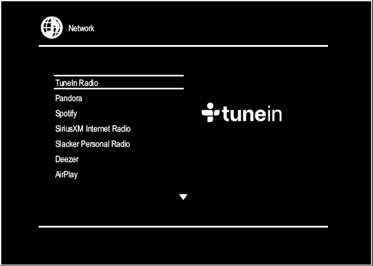 2. Välj "Tuneln Radio" med markörknapparna och tryck på ENTER för att visa övre Tuneln Radio toppskärmen. 3.