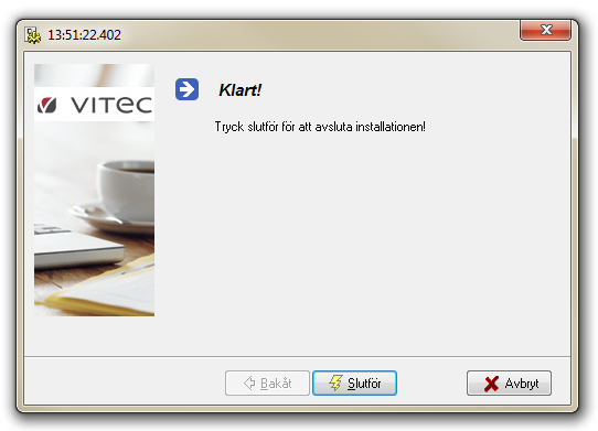 6. Se till att rutorna är markerade och klicka på Nästa för att testa Vitec Online Server efter installationen. 7.