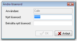 Sätt ett lösenord på användaren genom att klicka på Byt lösenord. 3. När du ska öppna Mäklarsystemet via en Onlineklient måste du använda lösenord.