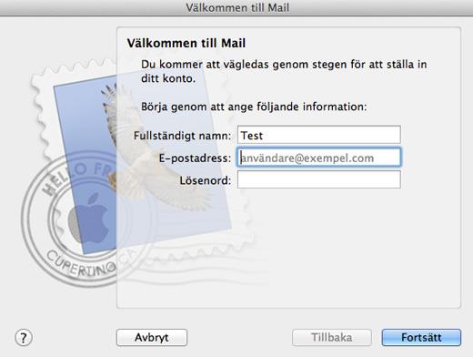 registrera. Klicka sen på Fortsätt. Är programmet använt sedan tidigare gör du följande: Under menyn Mail välj Inställningar.