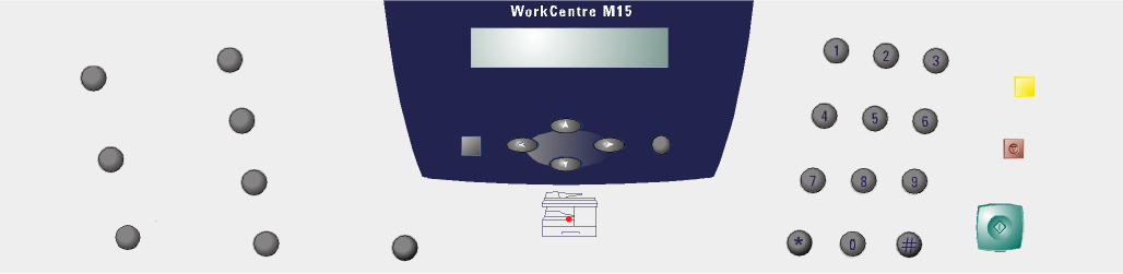 WorkCentre M15 Paus i pc- utskrift Meny/Avsluta LCD-fönster Återställ/ Återställ allt Maskinöversikt Stopp Pilknappar Nummerknappar Felindikering Enter Funktionsknappar FUNKTION BESKRIVNING