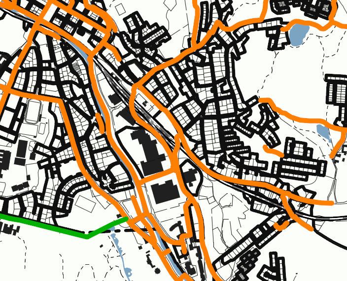Gång- och cykeltrafik Programsamrådshandling Inom området finns idag separata gång- och cykelbanor i nordsydlig riktning både utmed Ronnebyån och utmed järnvägen.