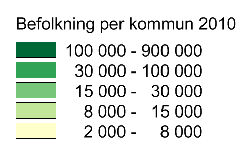 Kommuner och större städer 2010 Kommun Kommunbefolkning Befolkning i centralorten Stockholm 847 073 1 372 565 Göteborg 513 751 549 839 Malmö 298 963 280 415 Uppsala 197 787 140 454 Linköping 146