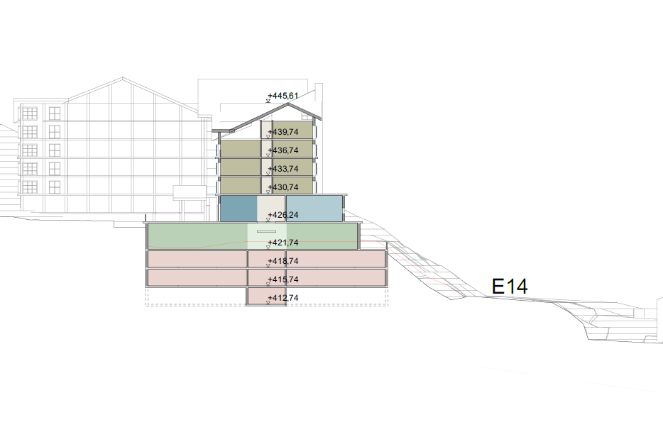 RISKUTREDNING FARLIGT GODS 215-12-1 9 (46) Byggnationerna som planeras ligger i en sluttning uppåt från E14, som kan ses i figur 5. Figur 5.