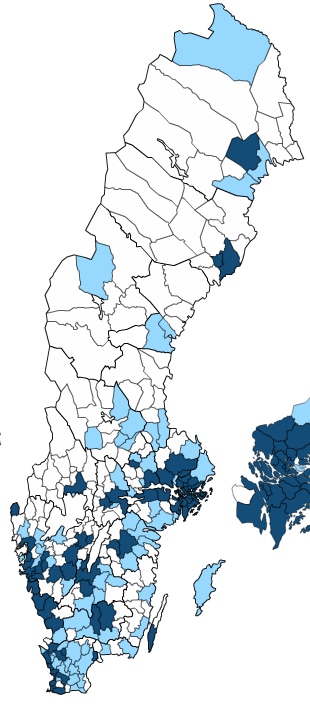 Investeringsstrategi Svenska Bostadsfonden Befolkningstillväxt och avkastning i Regionstad och jfr med Storstad Befolkningstillväxten i Sverige > 0,5 % 0-0,5 % < 0 % Geografiskt läge