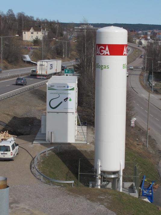 LBG flytande biogas Nedkyld, kondenserad biogas Alltså flytande metan Alltså samma produkt som LNG