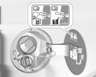Körning och hantering 215 Det går endast att öppna tankluckan när bilen är upplåst. Lossa tankluckan genom att trycka på den. Tankning av bensin och diesel Vrid locket sakta moturs för att öppna.