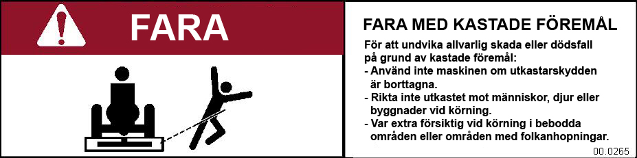 SÄKERHET A B C D E F Observera att dekalerna som sitter på utrustningen och som kan beställas enligt tabellen är på engelska.